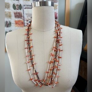 Old Pawn 4 strand necklace out of heishi and carved bird fetish